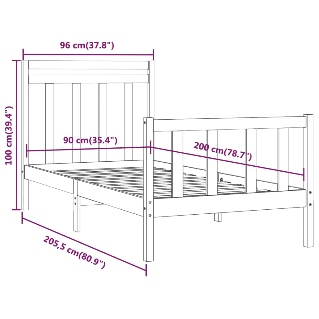 Giroletto in Legno Massello di Pino 90x200 cm - homemem39