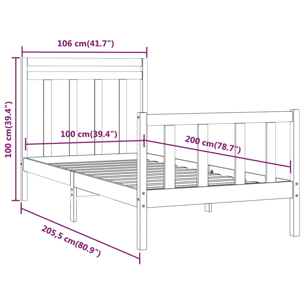 Giroletto Bianco in Legno Massello di Pino 100x200 cm - homemem39