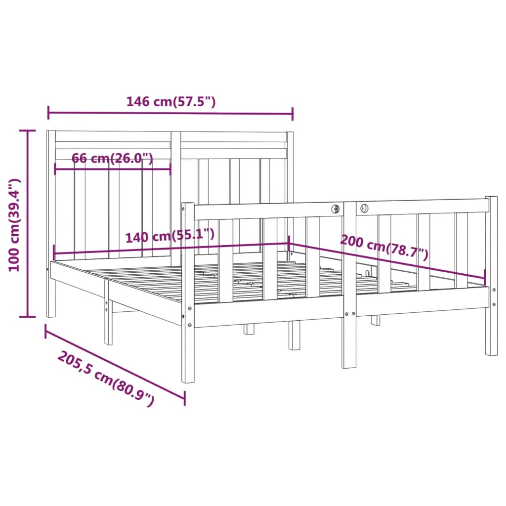 Giroletto Bianco in Legno Massello di Pino 140x200 cm - homemem39