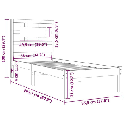 Giroletto Bianco in Legno Massello di Pino 90x200 cm - homemem39