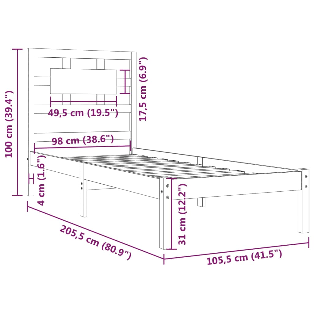 Giroletto in Legno Massello di Pino 100x200 cm - homemem39