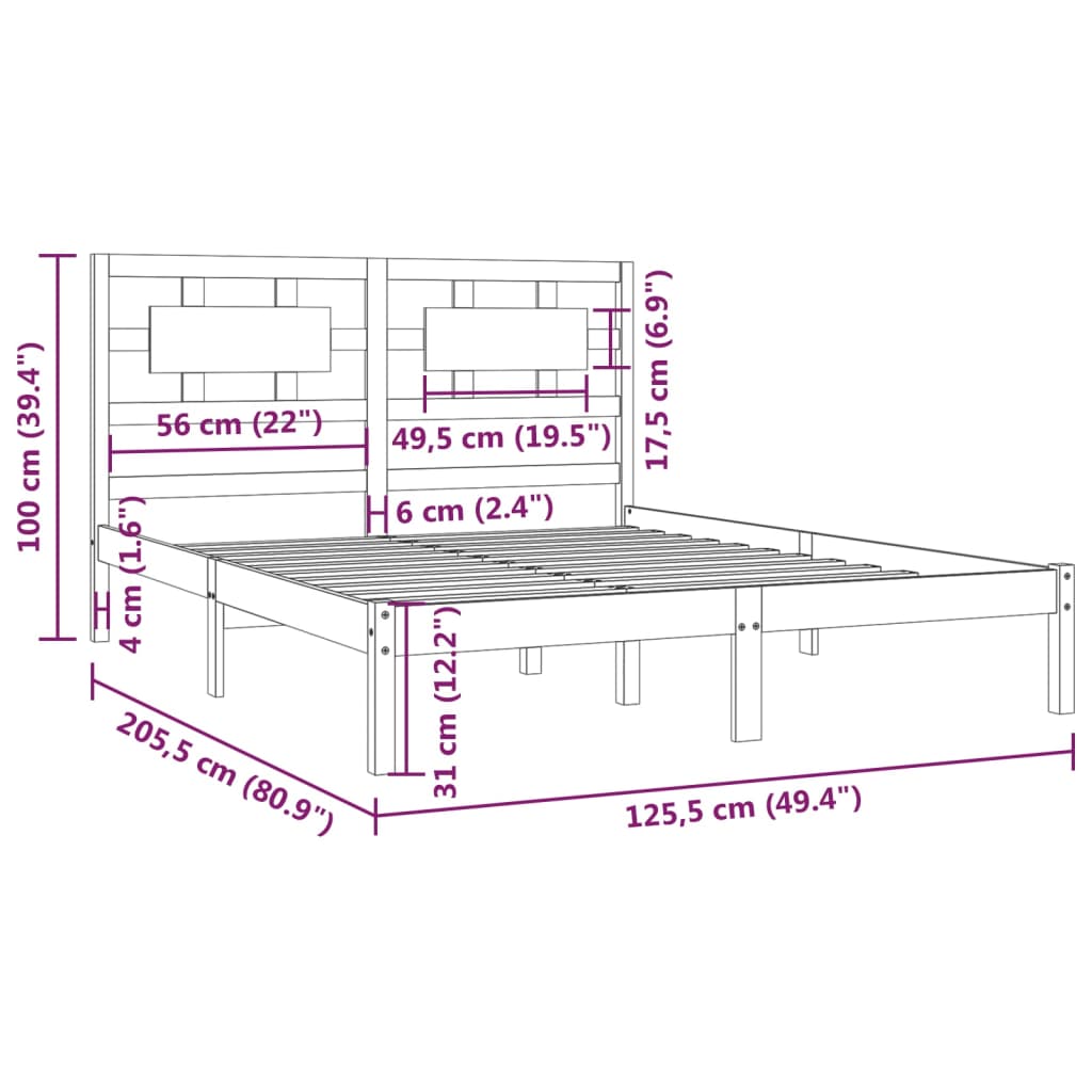 Giroletto Nero in Legno Massello di Pino 120x200 cm - homemem39