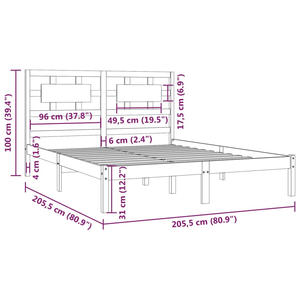 Giroletto Nero in Legno Massello di Pino 200x200 cm - homemem39