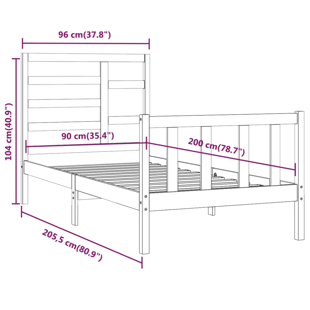 Giroletto in Legno Massello di Pino 90x200 cm - homemem39