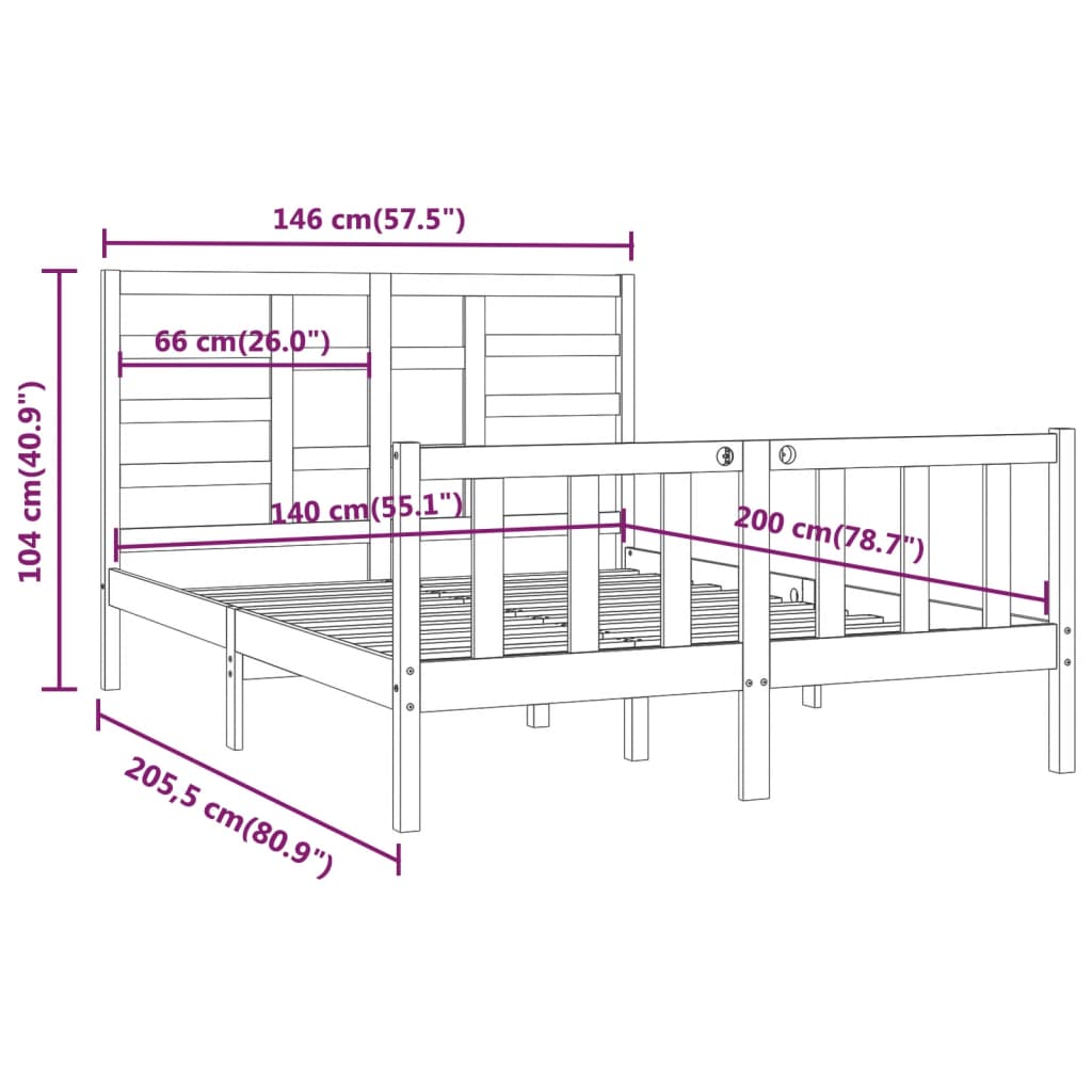 Giroletto Bianco in Legno Massello di Pino 140x200 cm - homemem39