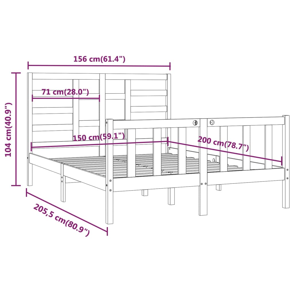 Giroletto in Legno Massello 150x200 cm 5FT King Size - homemem39