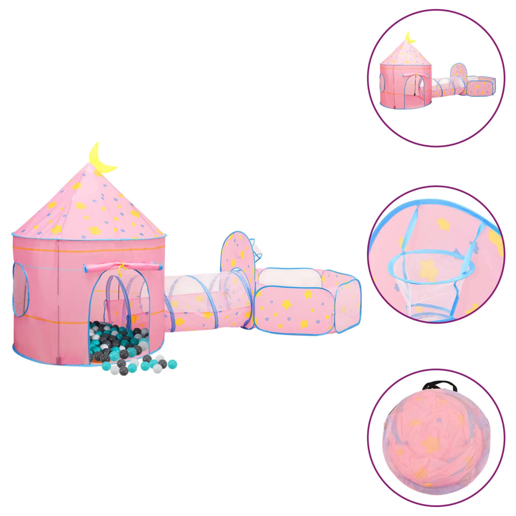 Tenda da Gioco per Bambini Rosa con 250 Palline 301x120x128 cm - homemem39