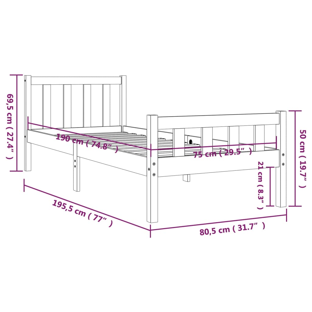 Giroletto in Legno Massello 75x190 cm Small Single - homemem39