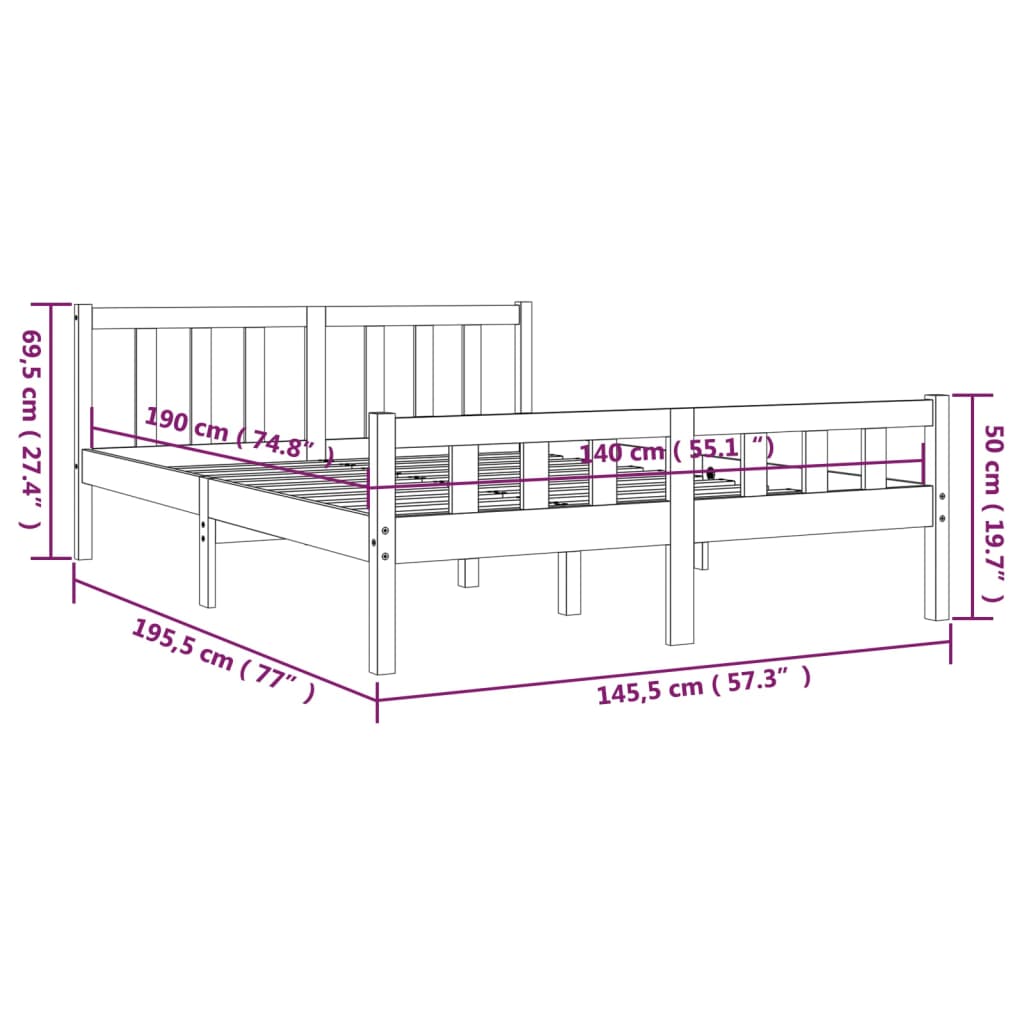 Giroletto Grigio in Legno Massello 140x190 cm - homemem39