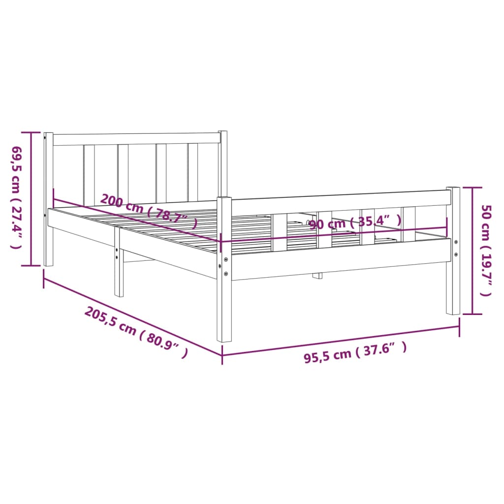 Giroletto Miele in Legno Massello 90x200 cm - homemem39