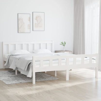 Giroletto Bianco in Legno Massello 150x200 cm 5FT King Size - homemem39