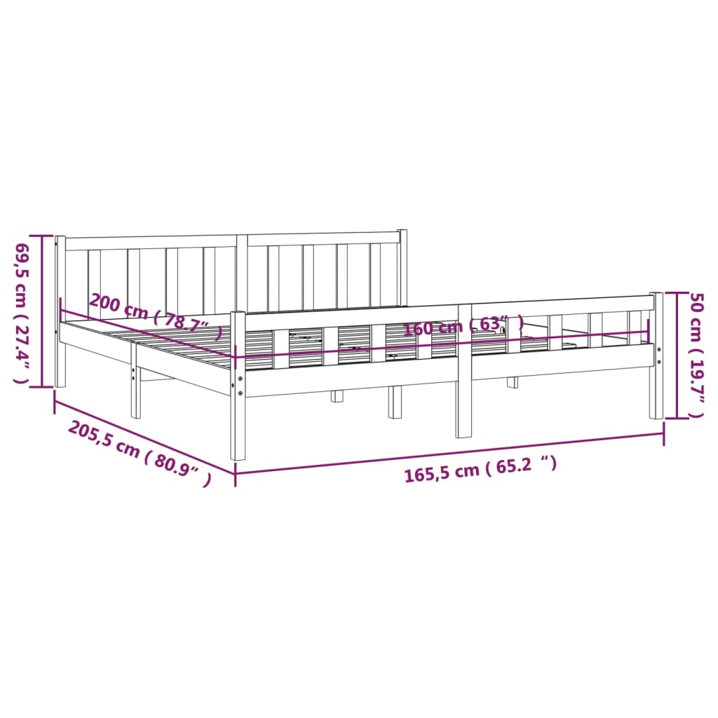 Giroletto Grigio in Legno Massello 160x200 cm - homemem39