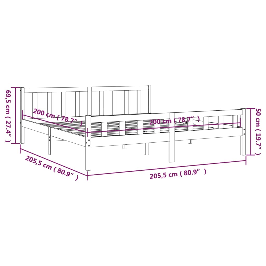 Giroletto Nero in Legno Massello 200x200 cm - homemem39