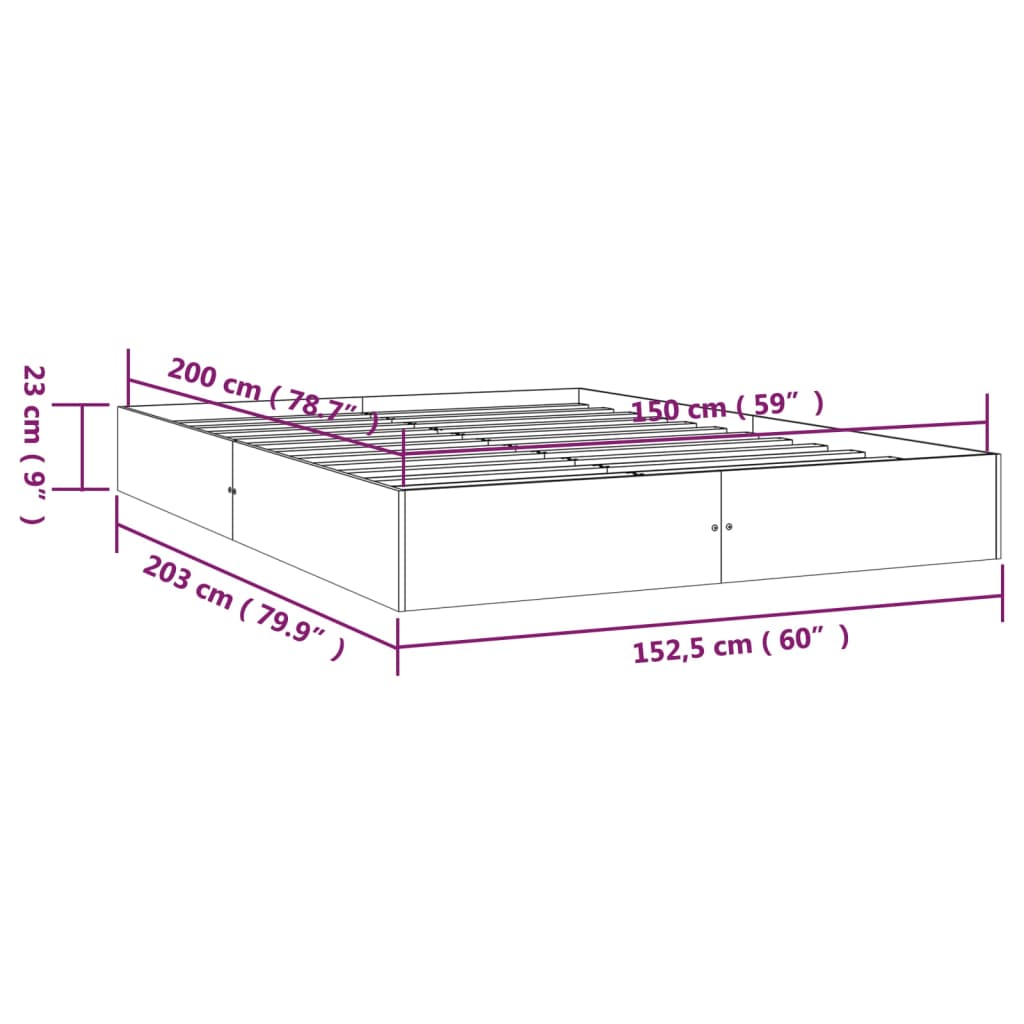 Giroletto in Legno Massello 150x200 cm 5FT King Size - homemem39