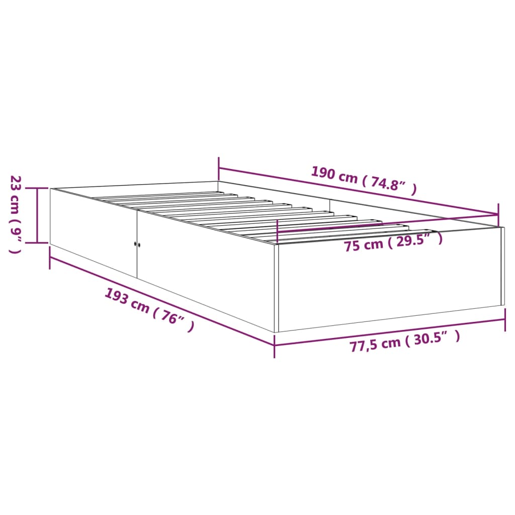 Giroletto Bianco in Legno Massello 75x190 cm 2FT6 Small Single - homemem39