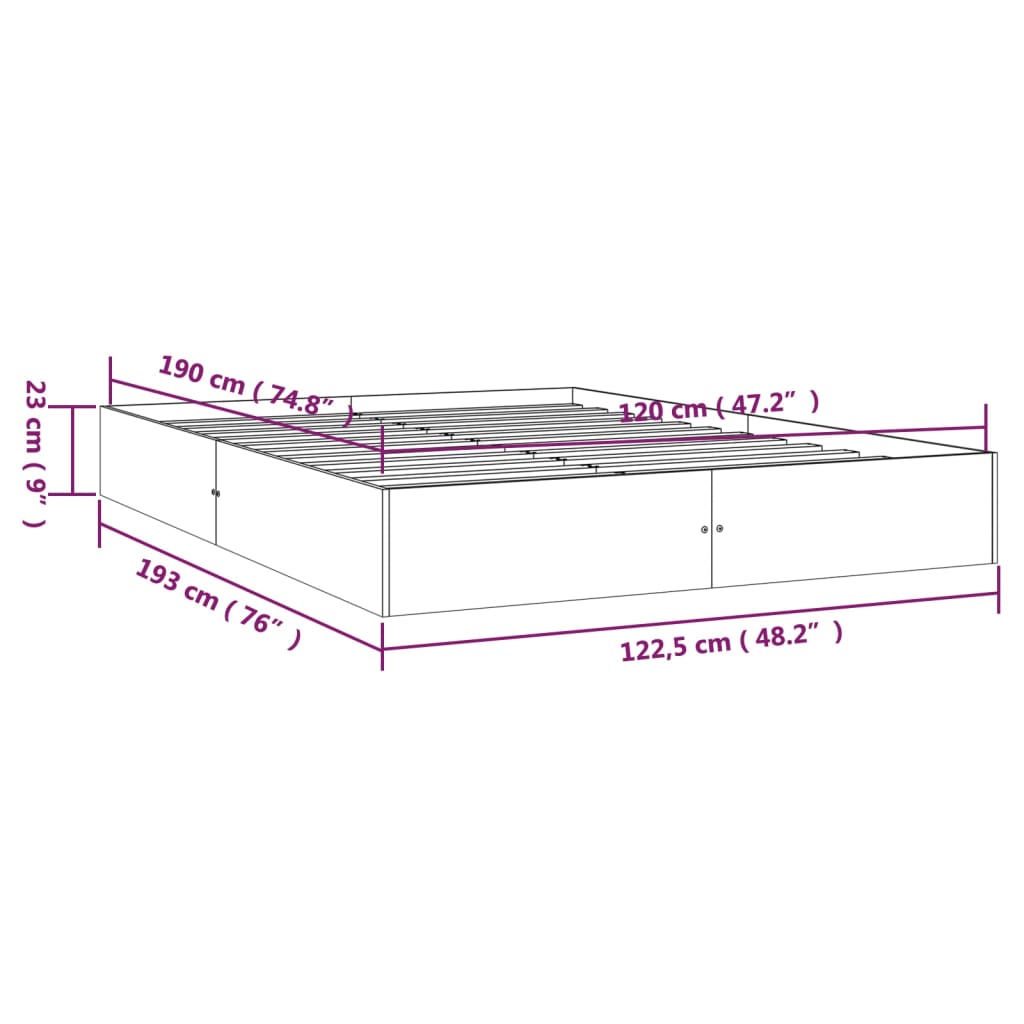 Giroletto in Legno Massello 120x190 cm 4FT Small Double - homemem39