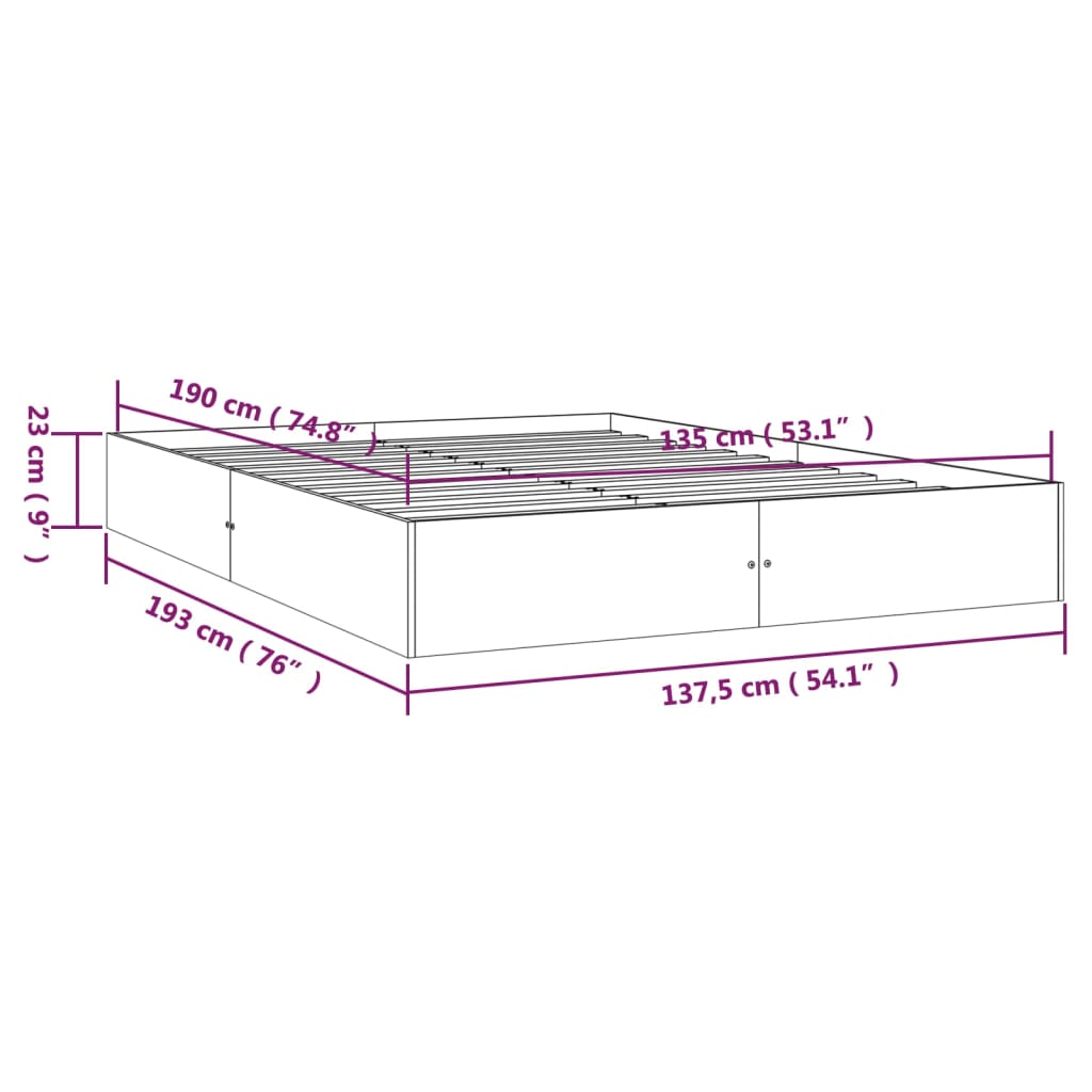 Giroletto in Legno Massello 135x190 cm 4FT6 Double - homemem39