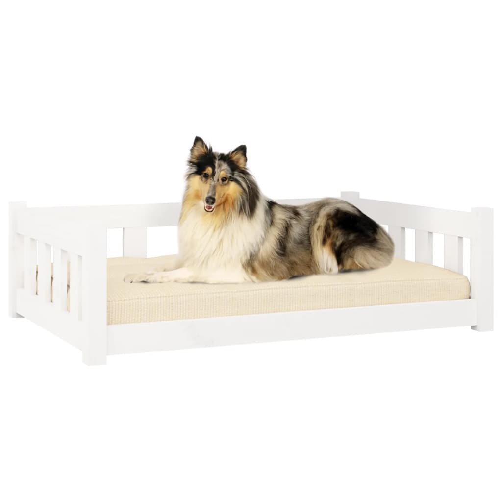 Cuccia per Cani Bianca 95,5x65,5x28 cm Legno Massello di Pino - homemem39