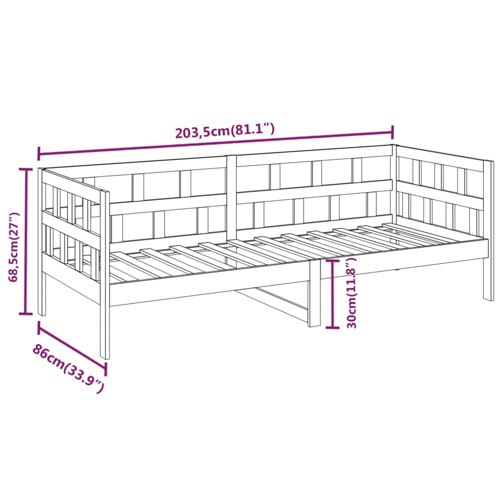 Dormeuse Miele in Legno Massello di Pino 80x200 cm - homemem39