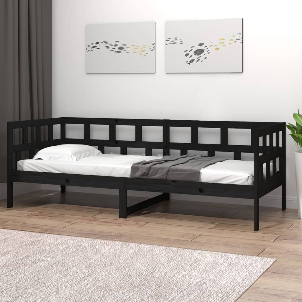 Dormeuse Nera in Legno Massello di Pino 80x200 cm - homemem39