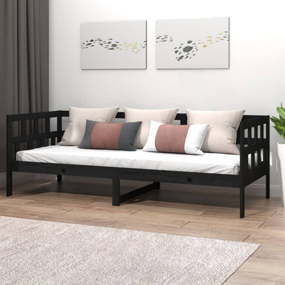 Dormeuse Nera in Legno Massello di Pino 80x200 cm - homemem39