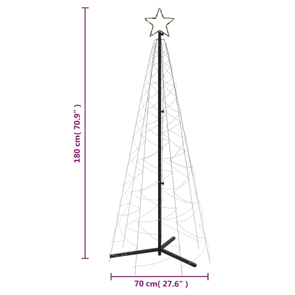 Albero di Natale a Cono Bianco Caldo 200 LED 70x180 cm - homemem39