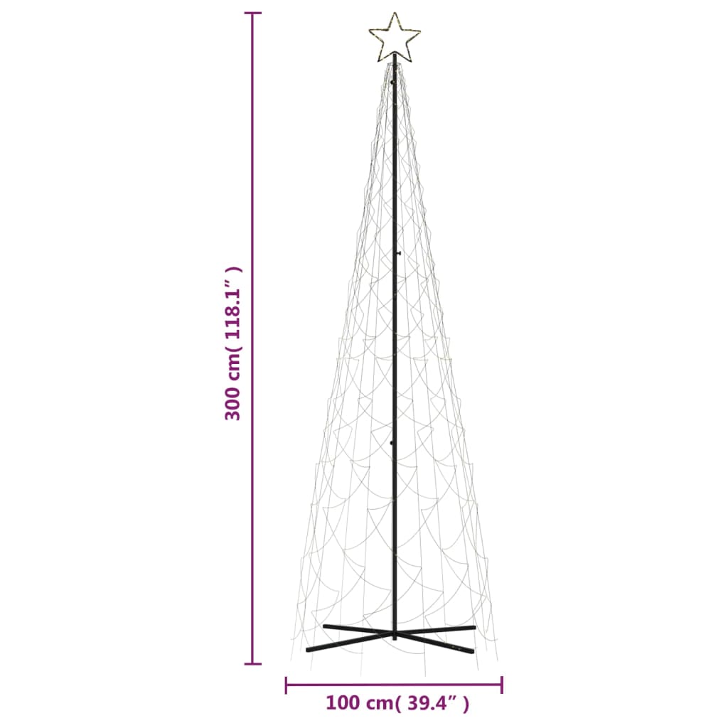 Albero di Natale a Cono Bianco Caldo 500 LED 100x300 cm - homemem39