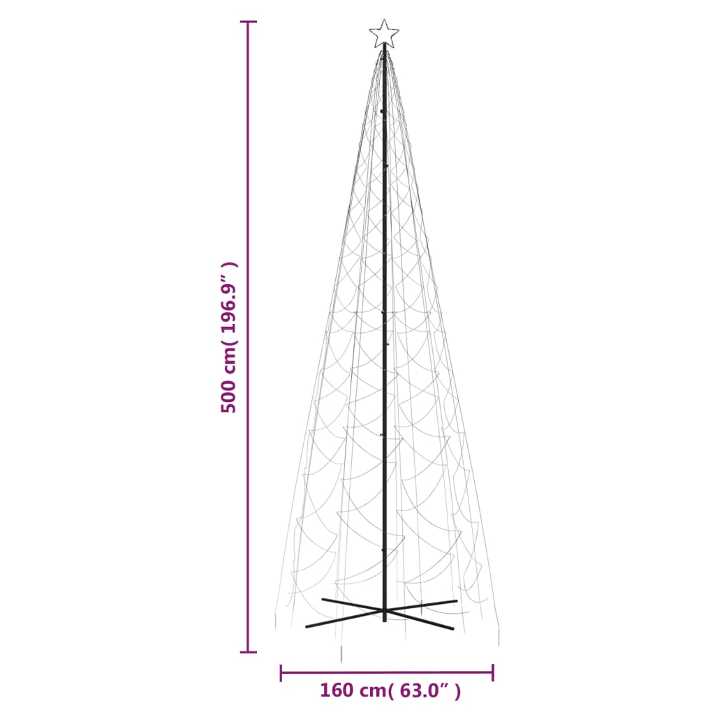 Albero di Natale a Cono Bianco Freddo 1400 LED 160x500 cm - homemem39