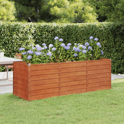 Letto Rialzato da Giardino Ruggine 240x80x77 cm Acciaio Corten - homemem39