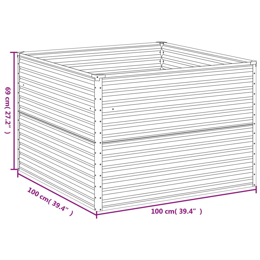 Fioriera Rialzata da Giardino 100x100x69 cm in Acciaio Corten - homemem39