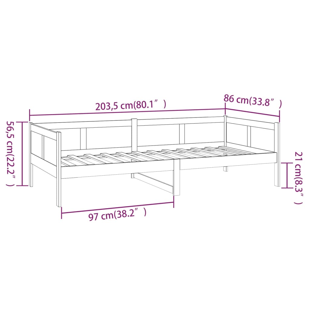 Dormeuse Miele in Legno Massello di Pino 80x200 cm - homemem39