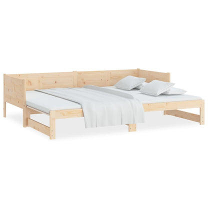 Dormeuse Estraibile in Legno Massello di Pino 2x(90x200) cm - homemem39