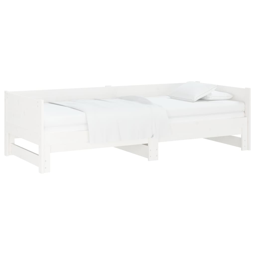 Dormeuse Estraibile Bianca Legno Massello di Pino 2x(90x200) cm - homemem39