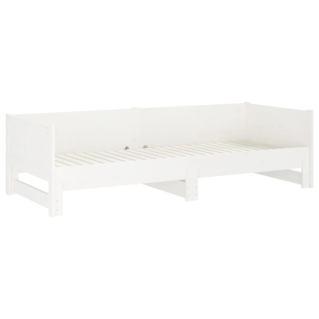 Dormeuse Estraibile Bianca Legno Massello di Pino 2x(90x200) cm - homemem39