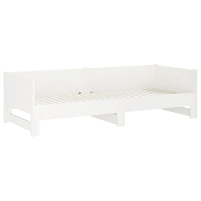 Dormeuse Estraibile Bianca Legno Massello di Pino 2x(90x200) cm - homemem39