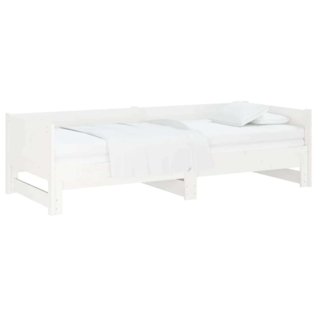 Dormeuse Estraibile Bianca Legno Massello di Pino 2x(80x200) cm - homemem39