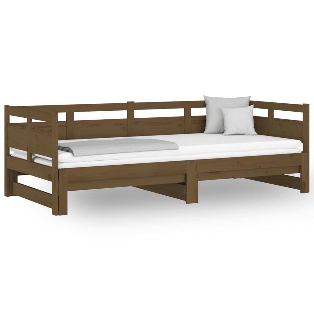 Dormeuse Estraibile Miele Legno Massello di Pino 2x(80x200) cm - homemem39