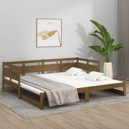 Dormeuse Estraibile Miele Legno Massello di Pino 2x(80x200) cm - homemem39