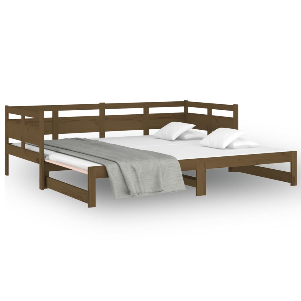 Dormeuse Estraibile Miele Legno Massello di Pino 2x(80x200) cm - homemem39