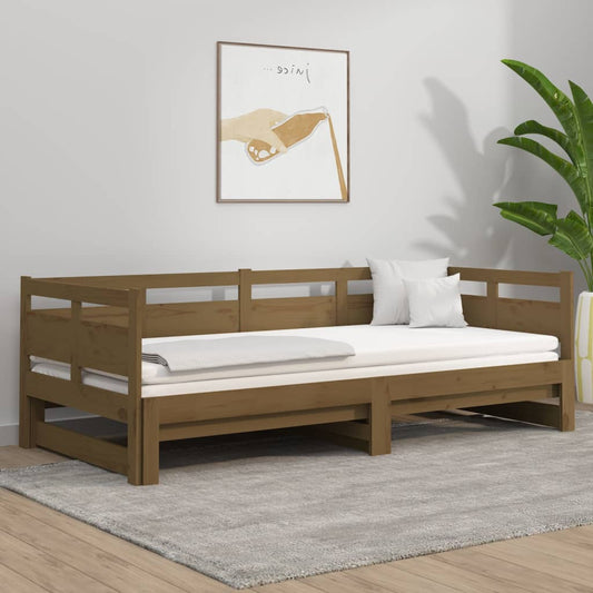 Dormeuse Estraibile Miele Legno Massello di Pino 2x(80x200) cm - homemem39