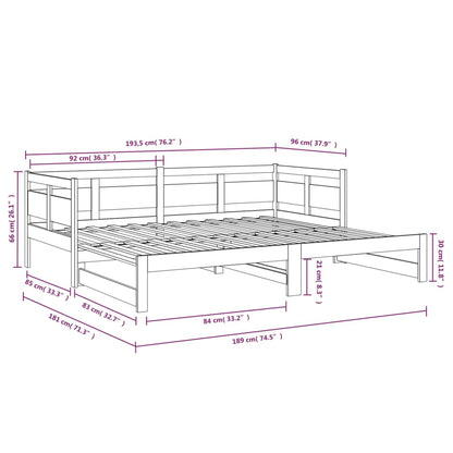 Dormeuse Estraibile in Legno Massello di Pino 2x(90x190) cm - homemem39