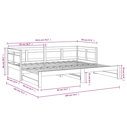 Dormeuse Estraibile Bianca Legno Massello di Pino 2x(90x190) cm - homemem39