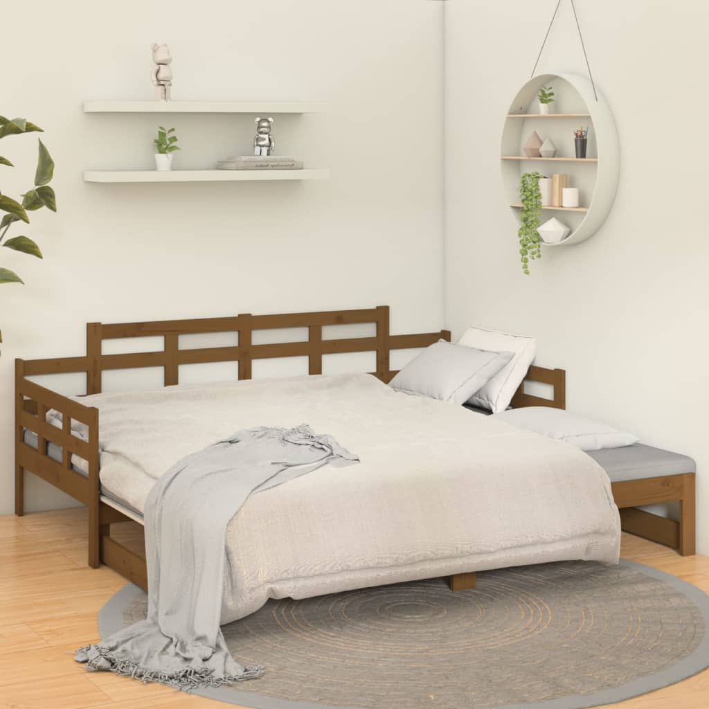 Dormeuse Estraibile Miele Legno Massello di Pino 2x(90x200) cm - homemem39