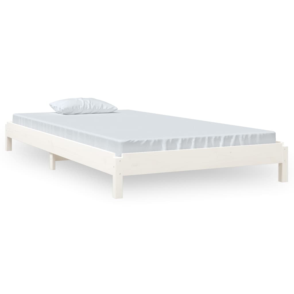 Letto Impilabile Bianco 100x200cm in Legno Massello di Pino - homemem39