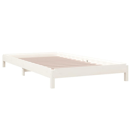 Letto Impilabile Bianco 100x200cm in Legno Massello di Pino - homemem39