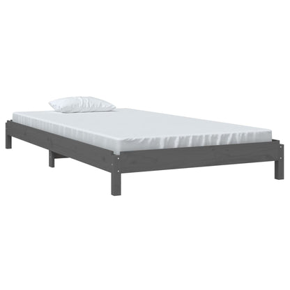 Letto Impilabile Grigio 100x200cm in Legno Massello di Pino - homemem39