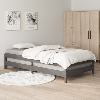 Letto Impilabile Grigio 100x200cm in Legno Massello di Pino - homemem39