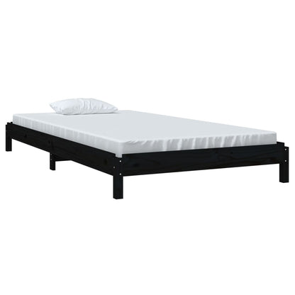 Letto Impilabile Nero 100x200cm in Legno Massello di Pino - homemem39