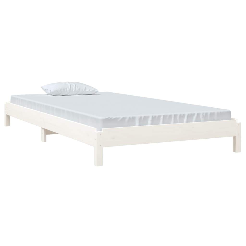 Letto Impilabile Bianco 90x200cm in Legno Massello di Pino - homemem39