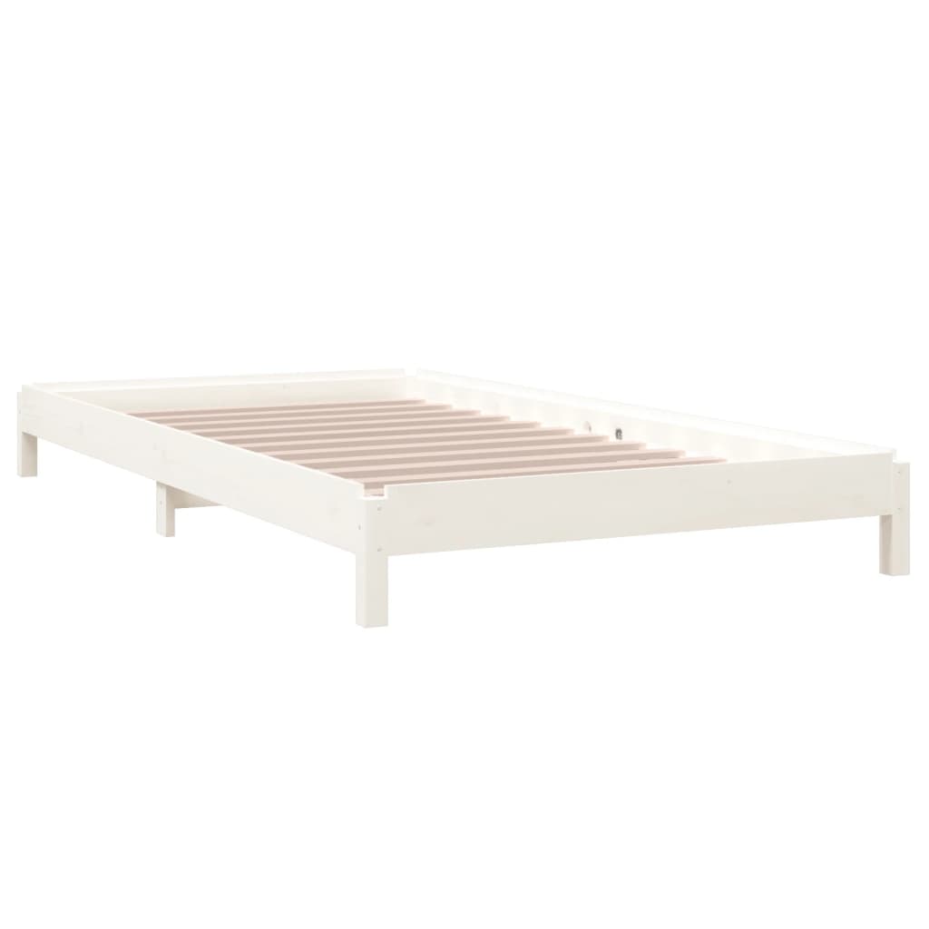 Letto Impilabile Bianco 90x200cm in Legno Massello di Pino - homemem39